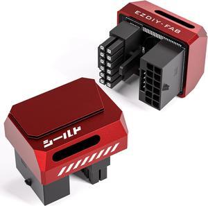 EZDIY-FAB PCIe 5.0 Adapter - 600W 12+4pin, 16pin 12VHPWR GPU Power Connector, 180 Degree Right Angle - Compatible with RTX 3090Ti, 4070Ti, 4080, 4090 Graphics Cards - STD Type, Red, 1 Pack