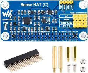 waveshare Sense HAT (C) for Raspberry Pi 4/3 B+/3 B/2 B/B+/3 A+/A+/Zero/Zero W Onboard Multi Powerful Sensors Supports External Sensor with 40PIN GPIO Extension Header and I2C Interface