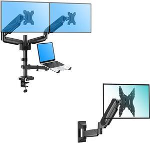 MOUNTUP 3-in-1 Monitor & Laptop Mount Bundle with Single Monitor Arm with VESA Extension Bracket