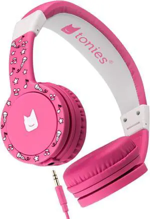 Tonies Foldable Wired Headphones for Kids - Comfortably Designed to fit On-Ear - Works with Toniebox and All 3.5mm Devices - Pink