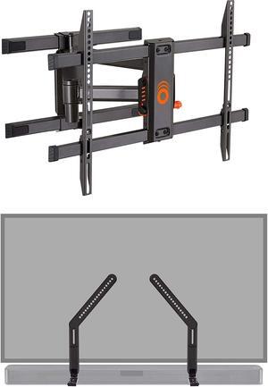 ECHOGEAR Full Motion Articulating Wall Mount & Sound Bar Mounting Bracket - for TVs Up to 82" - Height Adjustable Soundbar Mount