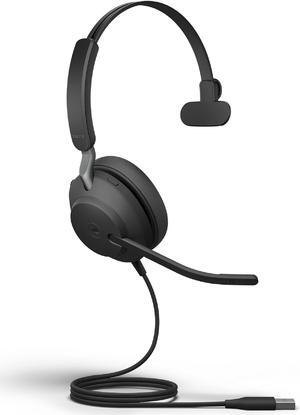 Jabra Evolve2 40 SE Wired Mono Noise-Cancelling Headset - Features 3-Microphone Call Technology and USB-A Cable - MS Teams Certified, Works with All Other Platforms - Black