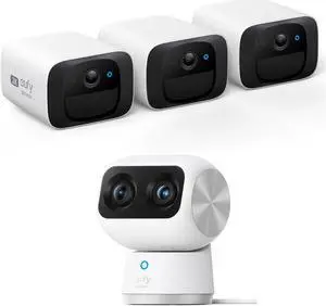 eufy Security SoloCam C210 3-Cam Pack, Wireless Outdoor Camera, 2K Resolution Indoor Cam S350, Dual Cameras, 4K UHD Resolution Security Camera with 8x Zoom and 360deg PTZ