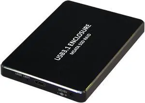 XtremPro USB 3.1 Type-C to Dual mSATA SSD RAID Enclosure Up to 10 Gbps Data Transfer, 5030, Aluminum Alloy, LED for Access & Power - Black (11012)