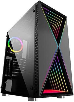 Bgears b-BlackWidow-RGB Black Gaming PC ATX case, Special Ripple effect Front Panel, Tempered Glass side. 2 x USB3.0, 3 x PWM 120mm ARGB Fans, Fan Controller with Remote, Support up to EATX board