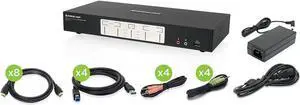 IOGEAR 4-Port 4K Dual View KVMP Switch with HDMI, Audio, UHD 4K@60Hz RGB 4:4:4, USB 3.0 Hub, Audio, Hotkey, Button Switching, PC Monitor Keyboard Mouse Switch for 4 PCs 2 Monitors w/Cables - GCS1944H