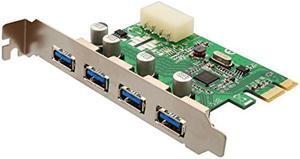 Syba Super Speed USB 3.0 4 Port PCI-e x 1 Hub Expansion Card Molex Power SD-PEX20133