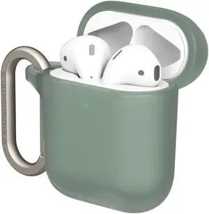 RHINOSHIELD AirPods Case with Carabiner Compatible with Apple [AirPods Serie 2/1] | Military Grade Drop Protection, Scratch Resistant, Wireless Charging - [Sage Green, Standard Set]