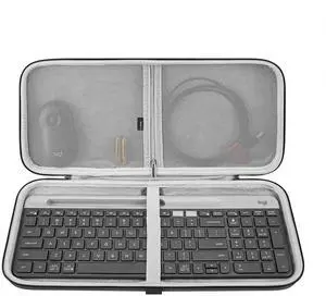 Geekria Keyboard Carrying Case, Hard Shell Protective Travel Bag, Compatible with Logitech MK470 Slim Wireless Keyboard and Mouse Combo, Logitech MK470, Logitech K585, Logitech K580 (Dark Gray)
