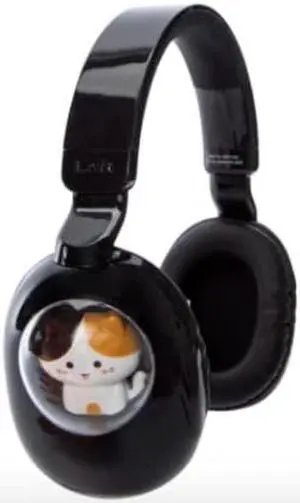 Generic Kawaii Bluetooth® Wireless Calico Cat Headphones with Mic, Black