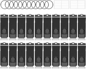 16GB USB Flash Drive 20 Pack, AGECASH A Memoria USB 2.0 Thumb Drive Swivel Metal Bulk Flash Drive USB Drive Multi Pack Pendrive Jump Drive Memory Stick with Keychain (Black, 20PCS 16GB)