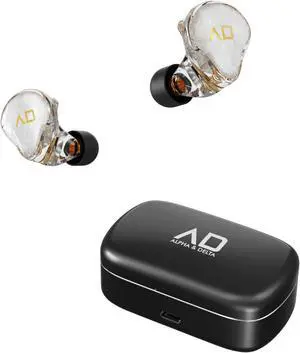 Alpha & Delta KS100 Resin-Based True Wireless Earphones with All Day Battery Life and Hybrid Drivers (Hybrid Drivers (1 DD + 1BA), White Faceplate)