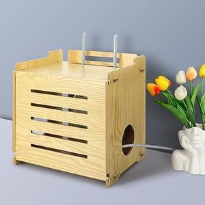 BEARUT Router Shelf WiFi Router Storage Box Modem Cable Router Cover Organized Power Strip Cable Management Hider Rack Need Assembly Made by MDF