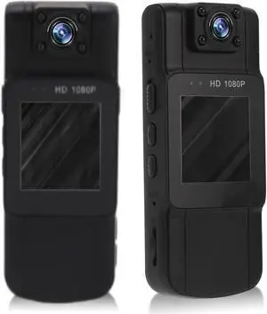 Bewinner Mini Body Camera, 1080P Portable Video Recorder with 1.54in Screen, 180 Degree Rotation Lens Wearable Security Cam with Night Vision for Home Outdoor