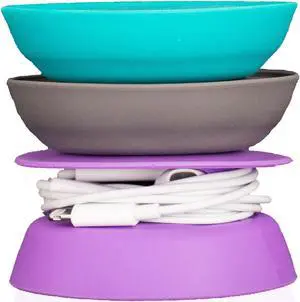 Budley - Tangle-Free Earphone/Earbud Case, Compact Storage System, Silicone (Teal/Gray/Purple, Set of 3)