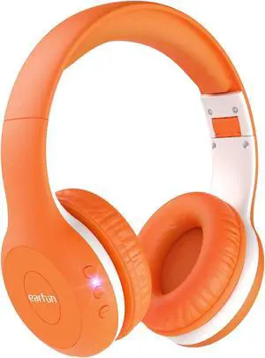 EarFun K2 Kids Bluetooth Headphones, Kids Headphones with Volume Limited, 40H Playtime, Built-in Mic, Stereo Sound, Foldable Over-Ear Headphone for School/Travel/iPad/Tablet, Orange