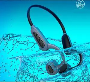 Sudroid Bluetooth Waterproof Headphones Wireless, Bone Conduction Headphones Hi-Fi Stereo Sound Neckband Open Ear Headset for Swimming Cycling Running Gym, Grey