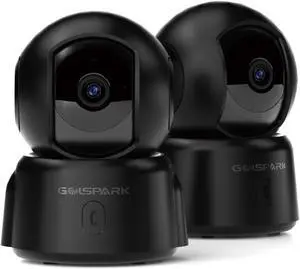 GOLSPARK 2K Camera for Home Security, dog Camera, Night Vision Camera 2.4GHz WiFi Camera for Room with Phone App Motion Tracking Detection Two-Way Audio Sleep Mode SD Card Cloud Storage, Black 2 Pack