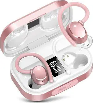 KT1 Wireless Earbuds V5.3, 120H Playtime, Bluetooth Earbuds for Small Ear, IPX7 Waterproof Running Headphones, Deep Bass, Over Ear Sport Earbuds Wireless Bluetooth Earphones for Android iOS