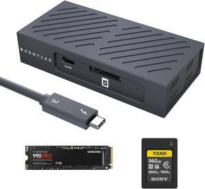 KONYEAD 2-in-1 40Gbps M.2 NVMe SSD Enclosure & CFexpress A Type Card-Reader with Silent Fan,Compatible with M1/M2/M3 Mac, Fully support Thunderbolt 4/3/USB4,Aluminum USB-C to PCIe NVMe Adapter (8121A)