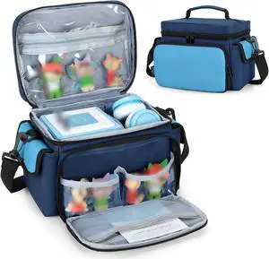 LoDrid Carrying Case Compatible with Toniebox, Portable Bag with Shoulder Strap for Audio Player Starter Set, Headphones Charging Station Storage, Navy Blue (Bag Only),(Patent Design)