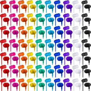 Macarrie 200 Pack Earbuds Bulk Earphones 3.5 mm Classroom Headphones for Adult Assorted Colors Earbud Wired Earphone Without Mic for Adult Office Home Individually Bagged(Colorful)