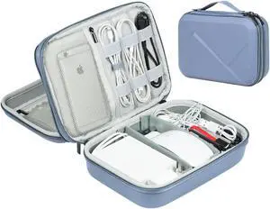 miloocul EVA Electronic Accessories Storage Case Large Shockproof Waterproof Storage Bag for Electronics Organizer Portable Cable Storage Bag for Travel or Work (Blue, Double Layer)