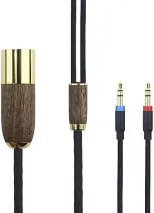 NewFantasia 4-pin XLR Balanced Cable 6N OCC Copper Silver Plated Cord Walnut Wood Shell Compatible with Hifiman Sundara, Ananda, Arya, HE400SE, HE4XX, HE-400i Headphone (2 x 3.5mm Version) 2.1m