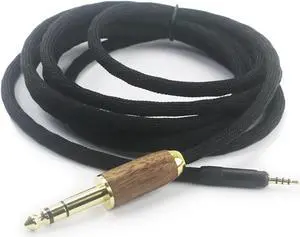 NewFantasia 6.35mm Male Audio Cable - 6N OCC Copper Silver Plated Cord Compatible with Sennheiser HD598, HD560s, HD599, HD620S Headphones - Walnut Wood Shell
