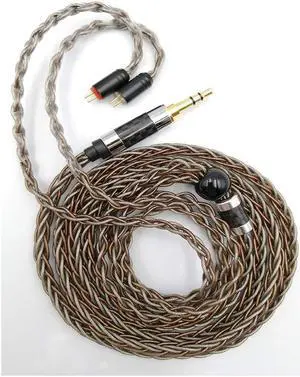 Senlee 8 Core Earphone Upgrade Cable Single Crystal Copper Sliver Foil Mixed Braided 2Pin Detachable Cable for 3.5MM Plug for C10 C16 KZ ZST ES4 AS06 ZS7 Earphones (3.5MM Plug, 2Pin)