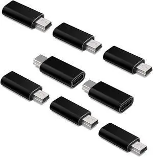 USB C Adapter 8 Pack Mini USB to USB C, Type C Female to Mini USB Male Adapter, Mini USB Cable Convert Connector, Support Charge & Data Sync Compatible with GoPro Hero 3+, Dash Cam, Digital Camera etc