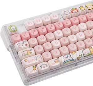 SUEHIODHY PBT Pink Pig Keycaps Set MOA Profile Cute Keycaps 144 Keys Custom Dye-Sublimation Keyboard Keycaps for 60% 65% 70% 75% 100% Cherry Gateron MX Switches Mechanical Keyboards