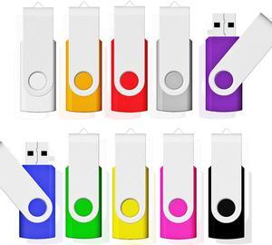 16GB Swivel USB 2.0 Flash Drive 10Pack USB Drive 16GB Pack of 10 USB Memory Stick Bulk - Portable Thumb Drive 16GB 10 Pack for Data Storage and File Sharing in Home & Office(16GB USB Stick 1O Pack)
