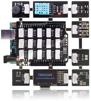 Treedix Electronic Projects Basic Starter Kit All in one Beginner Kit with 8 Sensors Detachable Compatible with Arduino for Beginner Adults Teens Learning
