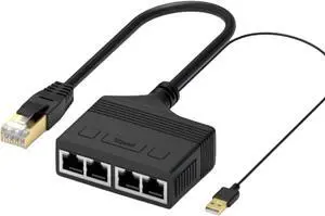 1000Mbps Portable Ethernet Splitter ultra-high-speed LAN/Internet ports All ports share the Internet at the same time RJ45 Network Expansion Connector USB C Powering Gigabit Switches (1 to 4) (1 to 4)