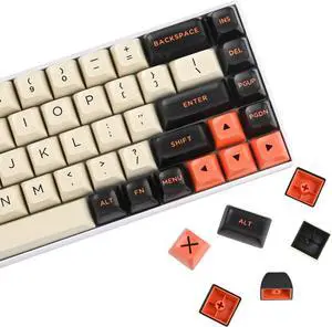 Owpkeenthy Retro Carbon Keycaps ASA Profile 150-Key Custom Doubleshot ABS Key Caps Set with Split Spacebar for US and UK Layouts Mechanical Gaming Keyboard(ASA/Carbon)