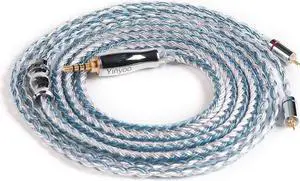 YINYOO Earphone Replacement Cable 16 Core High Purity Silver Plated Earphone Cable for AS10 ZS10 ZSX ZS10 PRO ZS7 ZSR ES4 ZST CCA C10 C16 C04 TRN V80 V90 BA5 V2 Blon-03 KBEAR KB10(2pins 2.5)