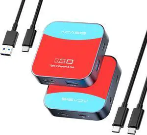 Capture Card for Nintendo Switch, ACASIS Capture Card & Docking Station 2-in-1, 1080P 60FPS Video Capture Card for Nintendo/Streaming/Meeting, 2*USB-A 3.0 (USB c Capture Card)