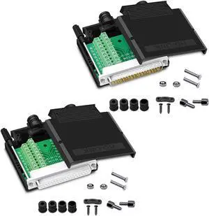 ANMBEST Thinner DB37 Solderless RS232 D-SUB Serial to 37-pin Port Terminal Adapter Connector Breakout Board with Case Long Bolts Tail Pipe (Male + Female)