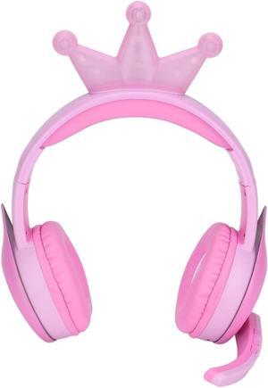 Archuu Bluetooth Headphones,LED Light Up Wireless Foldable Headphones Over Ear,Kids Crown Multifunction Wireless and Wired Girls Headset with Mic for School Study Home Travel