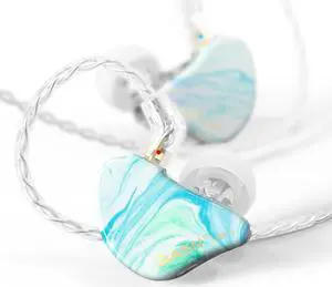 BASN MMCX in Ear Monitor Headphones,Triple Driver IEM in-Ear Earphone for Musician Drummer, Noise-Isolation HiFi Stereo Earbuds with Two Detachable Cables(Bluish White)