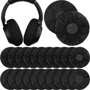300 Pieces Disposable Headphone Covers Non Woven Sanitary Headphone Ear Covers Black Fabric Headset Covers Ear Pad Covers for Headphones (Black,L-11 cm)