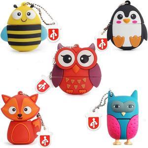 16GB USB Flash Drive Pack of 5 Pcs, BorlterClamp Thumb Drive with Cute Animal Pattern, Gift for Students and Children