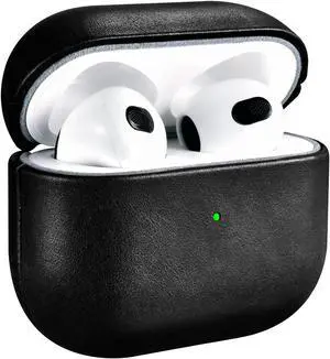 CEENFFO Leather for AirPods 3 Case 2021, Genuine Leather for Airpods 3 Wireless Charging Case (Front LED Visible) Protective Skin for Men Women