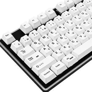 Ussixchare 137-Keys Japanese White Keycaps PBT Cherry Profile Key Cap Set for 60% 65% tkl 96 108 Mechanical Keyboards (Minimalist White)