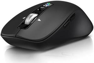 CITLLA Wireless Bluetooth Mouse (USB + BT1 + BT2), Full Size Mouse, 4-Way Scrolling, Multi-Device Silent Mouse for Computer, Laptop, iPad, MacBook (Black)