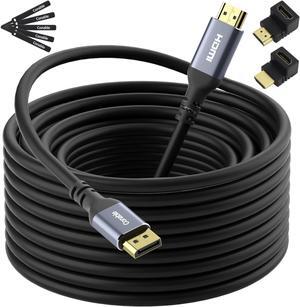 4K DisplayPort to HDMI Cable 35FT, 4K@60Hz HDR, High Speed Active Display Port to HDMI Cable UHD Converter, Uni-Directional Cord, Support 4K@60Hz 2K@120Hz 1080P for HDTV, Monitor, Projector