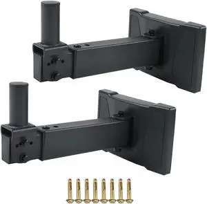 DAGCUXIN DF-339 Wall Speaker Mount, Swivel & Tilt Speaker Stand Bracket, Holds up to 100lbs, Screw Hidden (2 Packs Black)