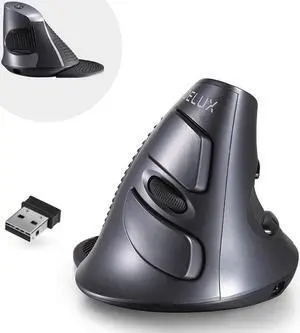 DeLUX Rechargeable Ergonomic Wireless Mouse Silent, 1600DPI, Reduce Hand and Wrist Pain, Vertical Mouse with USB Receiver and BT 5.0, 6 Buttons and Removable Palm Rest (M618G DB-Black)
