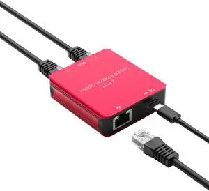 Dingsun 2 Port Gigabit Ethernet Splitter, 2 Devices Simultaneously Networking, 1 in-2 Out RJ45 Splitter for Cat5/Cat5e/Cat6/Cat7/Cat8 Cable (Red)